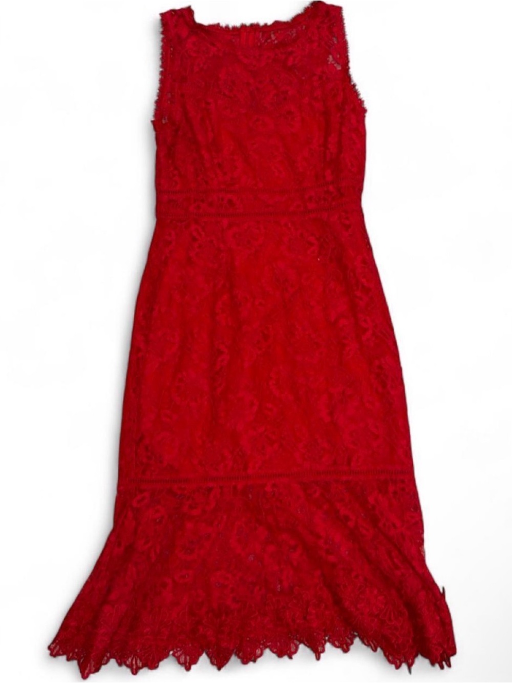 BB Dakota Red Lace Midi Dress